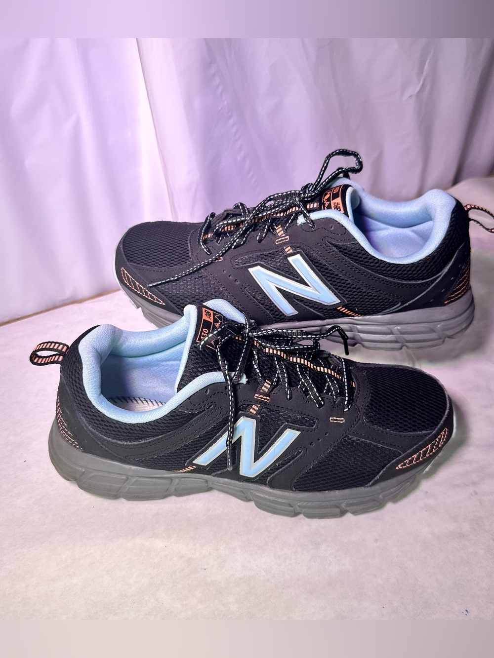 New Balance Kids Black Sneakers with Light Blue Accents